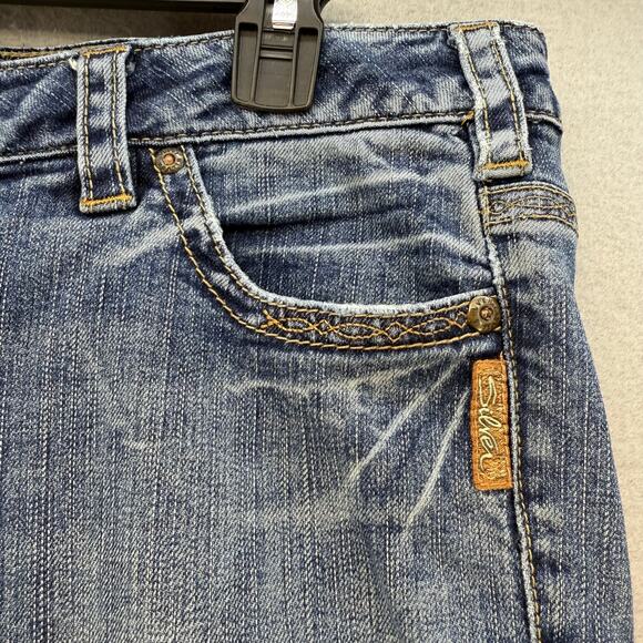 Silver Jeans Women's 31 (12) Blue Santorini Slim Boot Cut Low Rise Fit Western - Picture 5 of 16